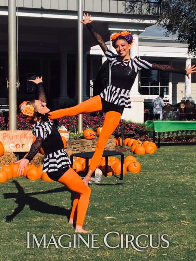 Acrobats, Acro Duo, Fall Festival, Autumn, Country Club, NRCC, Katie, Kaci, Imagine Circus Peformers