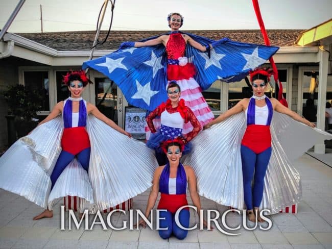 July 4 Circus Stage Show, Cirque Spectacular, Coral Bay Country Club, Imagine Circus Performers