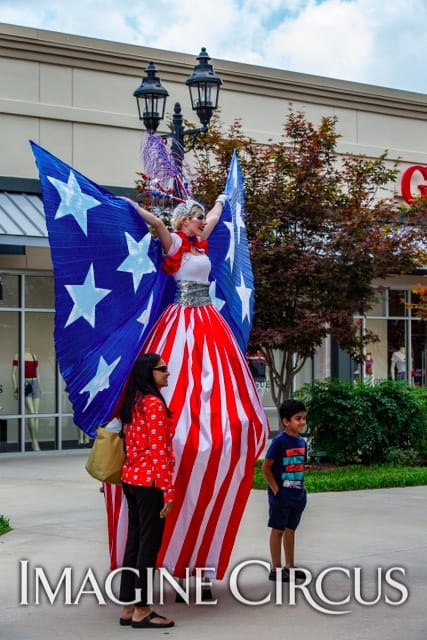 July 4, Stilt Walker, Patriotic Costume, Whitney, Tanger Outlet, Block Party, Imagine Circus, LaMont L Johnson Photographer