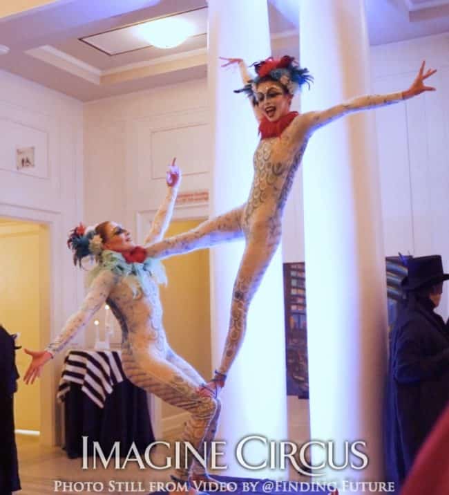 Acrobatic Duo, Teal, Green, Red, Cirque, Imagine Circus, Oddball Gala, Performers, Katie, Kaci, Photo still from video by Finding Future