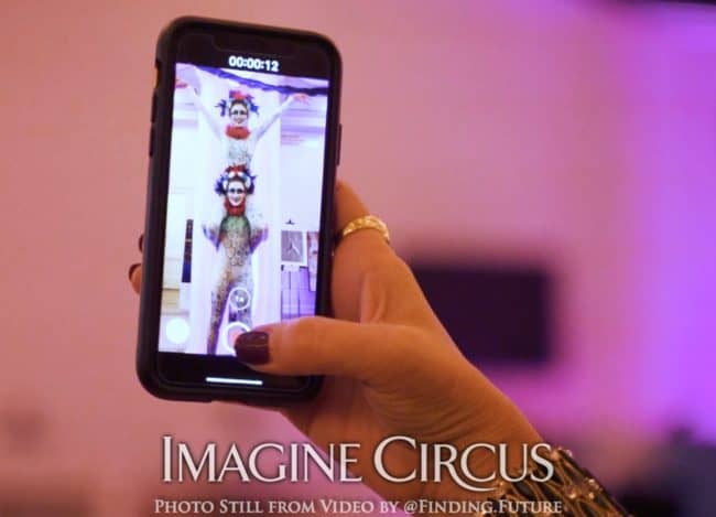 Acrobatic Duo, Teal, Green, Red, Cirque, Imagine Circus, Oddball Gala, Performers, Katie, Kaci, Photo still from video by Finding Future