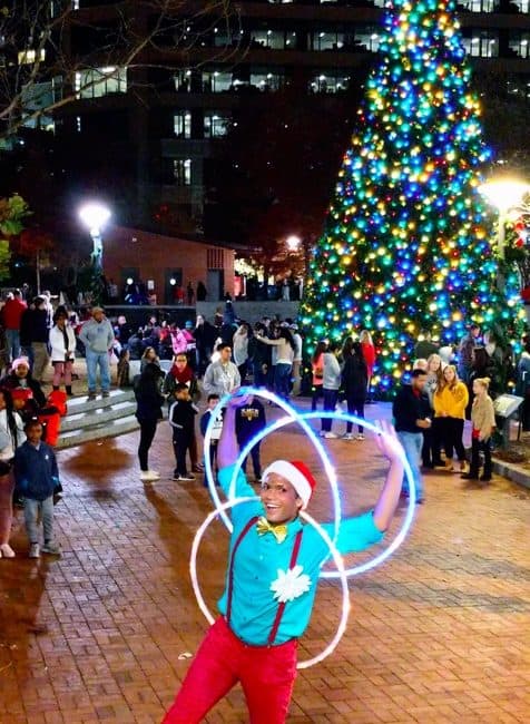 LED Hoop, Winter Holiday, Entertainment, Ben, Greensboro Tree Lighting, Imagine Circus