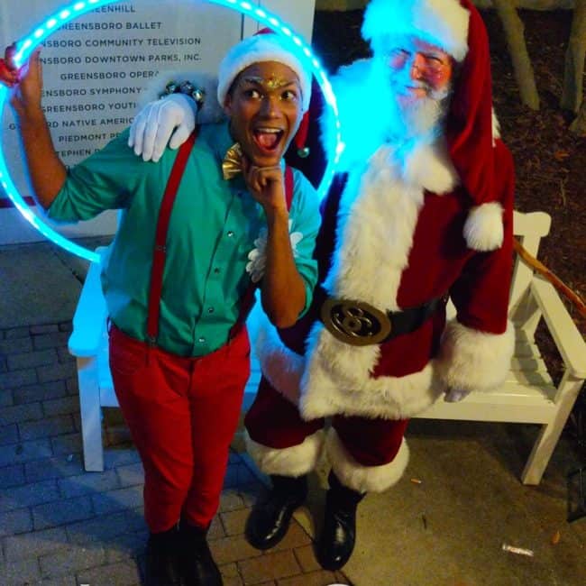 LED Hoop, Winter Holiday, Entertainment, Ben, Santa, Greensboro Tree Lighting, Imagine Circus
