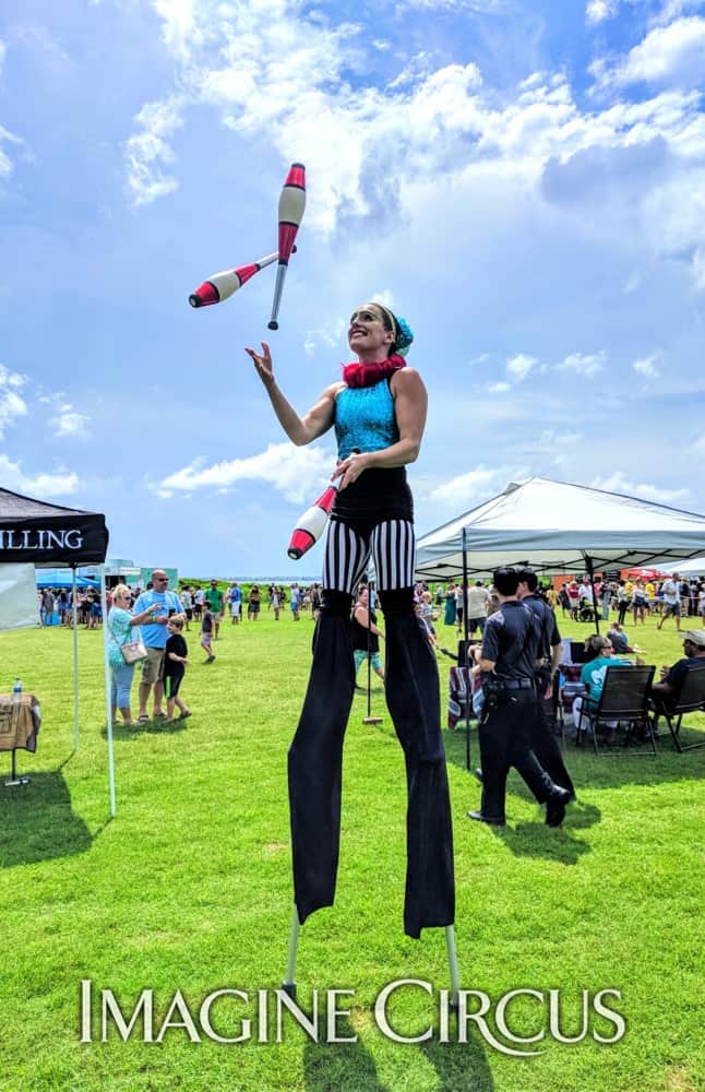 Stilt Walker, Juggler, Nags Head, NC, Imagine Circus, Performer, Katie