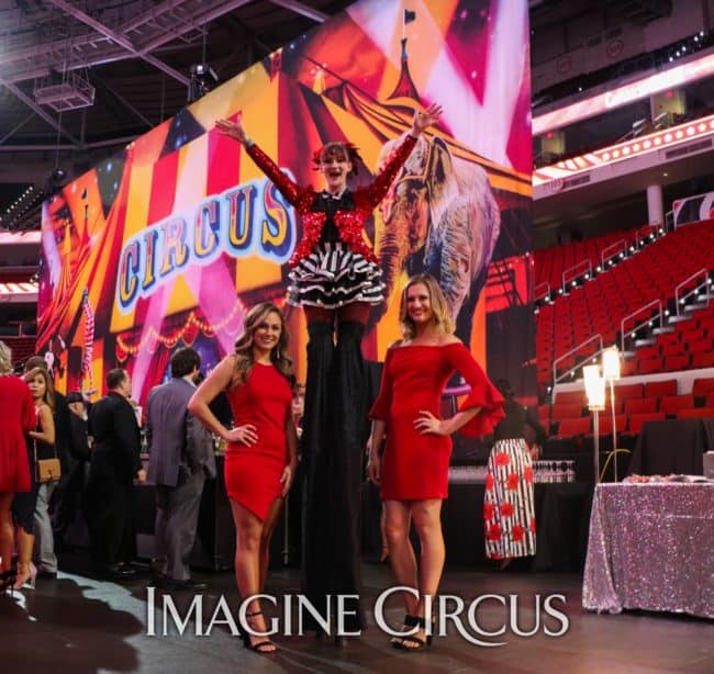 Stilt Walker, Black, white, Red, Big Top Circus, Cirque, Imagine Circus, Hurricanes Bash, Performer, Azul