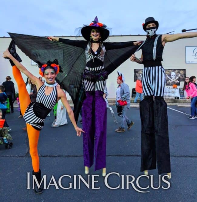 Stilt Walkers, Halloween, Fall Festival, Stuart, Virginia, Natali, Gio, Kaci, Imagine Circus Performers