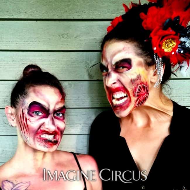 Zombie Aerialists, Halloween, Makeup, Liz, Brittney, Imagine Circus Performers