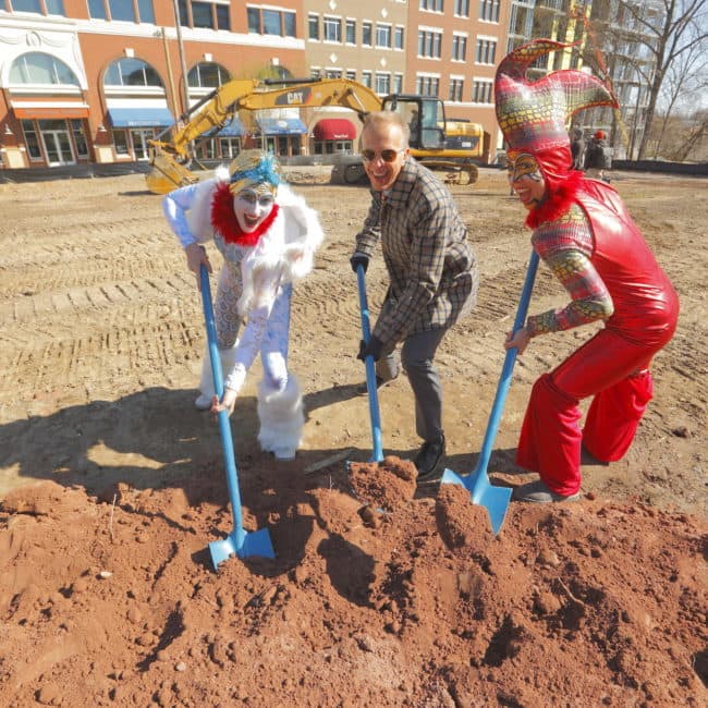 Imagine Circus Performers at the Groundbreaking Ceremony for the Durham Innovation District | Katie & Liz