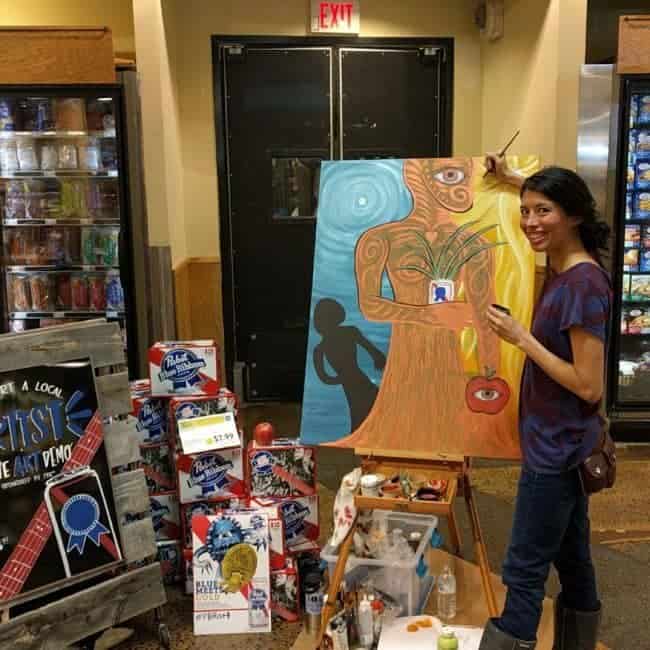 PBR Art Live Painting Events | Kaci at Whole Foods in Chapel Hill, NC | Imagine Circus