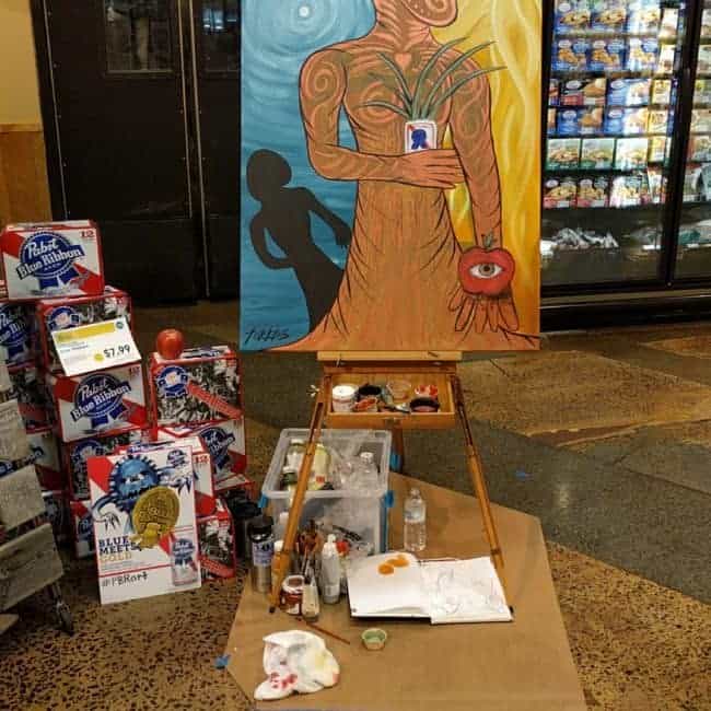 PBR Art Live Painting Events | Kaci at Whole Foods in Chapel Hill, NC | Imagine Circus