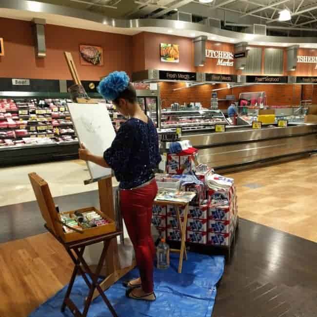 PBR Art Live Painting Events | Emily at Harris Teeter in Cary, NC | Imagine Circus