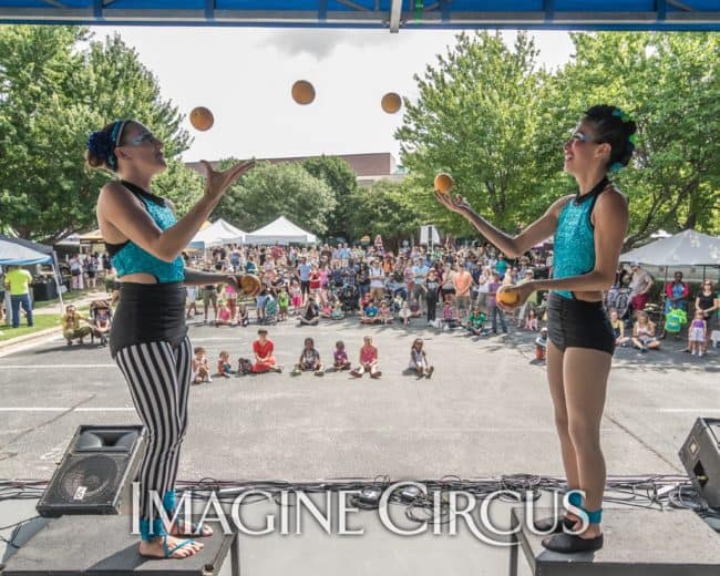 Katie & Kaci, Acro Duo, Acro Juggling, Imagine Circus, Photo by Brooke Meyer
