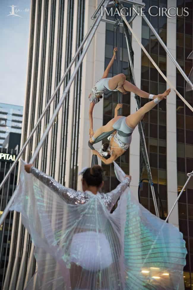 Elements Show, Air, Kaci & Liz, Aerial Silks Duo, Partner Silks, SPARKcon, Imagine Circus, Photo by Light on a Hill Photography