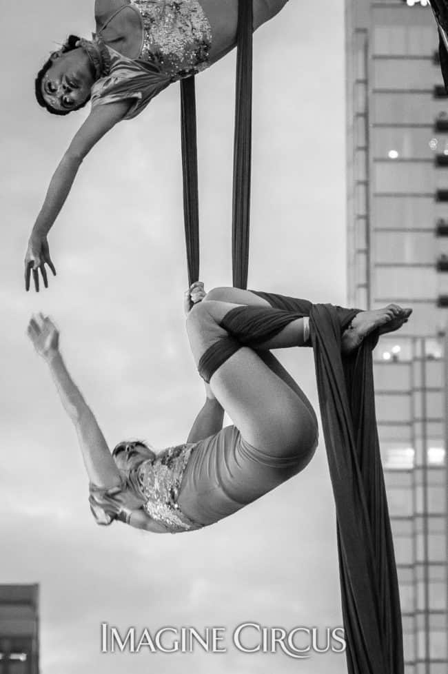 Elements Show, Air, Kaci & Liz, Aerial Silks Duo, Partner Silks, SPARKcon, Imagine Circus, Photo by Slater Mapp