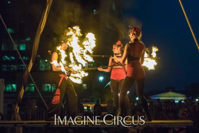 Elements Show, Fire, Alex, Natali, & Gio, Group Dragon Staff, SPARKcon, Imagine Circus, Photo by Brooke Meyer