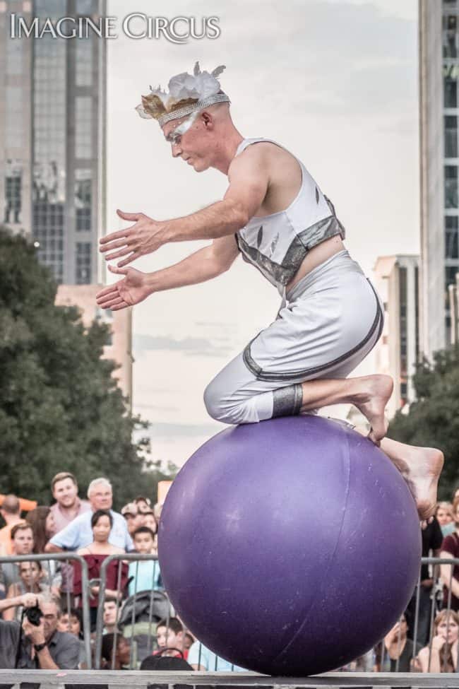 Elements Show, Spirit (Aether), Adam, Rolling Globe, SPARKcon, Imagine Circus, Photo by Slater Mapp