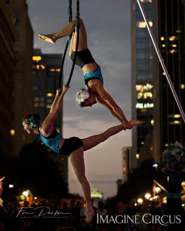 Elements Show, Water, Katie & Liz, Partner Lyra, Aerial Hoop Duo, SPARKcon, Imagine Circus, Photo by Fon Denton, Image That Photography