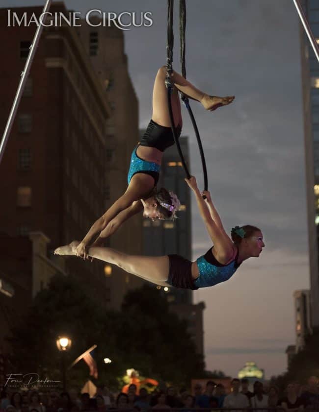 Elements Show, Water, Katie & Liz, Partner Lyra, Aerial Hoop Duo, SPARKcon, Imagine Circus, Photo by Fon Denton, Image That Photography