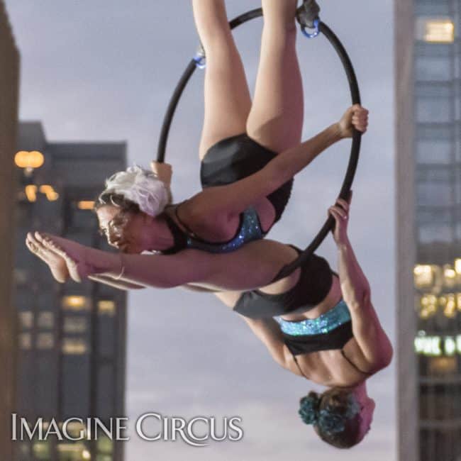 Elements Show, Water, Katie & Liz, Partner Lyra, Aerial Hoop Duo, SPARKcon, Imagine Circus, Photo by Slater Mapp