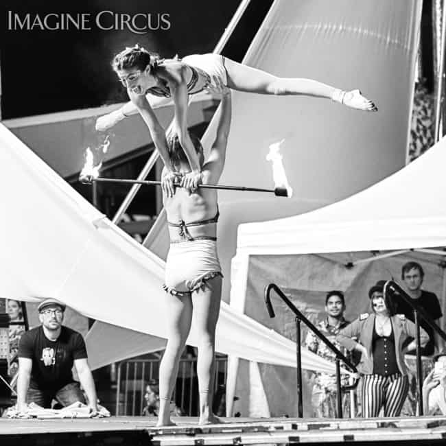 Katie & Kaci, Fire Acro Duo, SPARKcon, Imagine Circus, Photo by Tom Barta