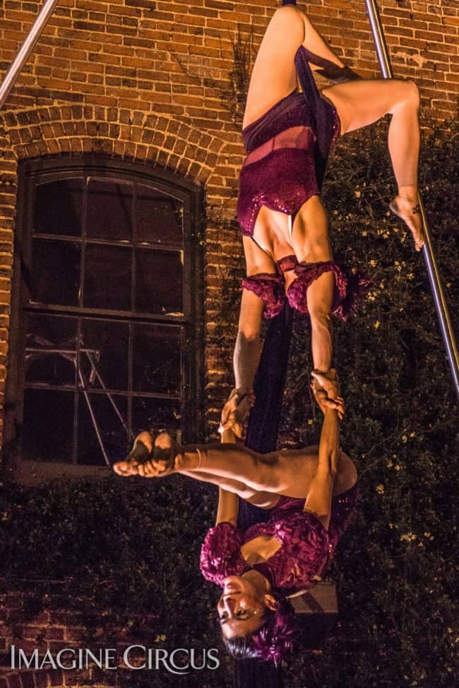Kaci & Liz, Partner Aerial Silks Duo, Imagine Circus, Mulino, Photo by Slater Mapp