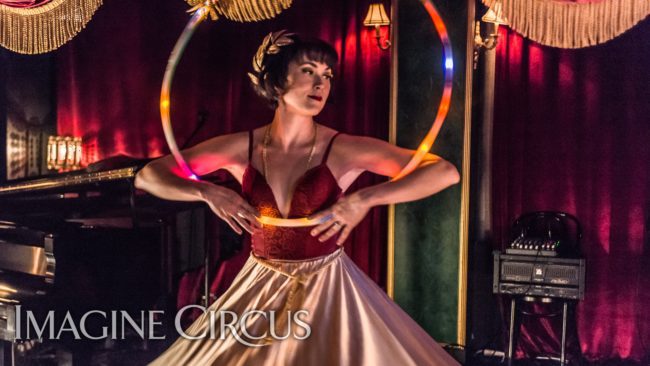 Mindy, LED Hooper, Hoop Dance, Spinning Skirt, C Grace, Imagine Circus, Photo by Slater Mapp