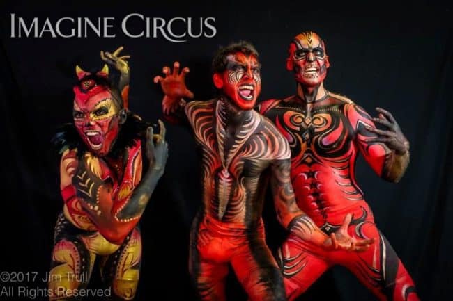 Body Paint Models, Performers, Ben, Gio, Brady, Imagine Circus, Photo by Jim Trull