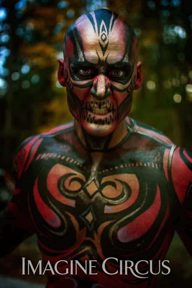 Body Paint Model, Demon, Performers, Brady, Imagine Circus, Photo by Beth Page