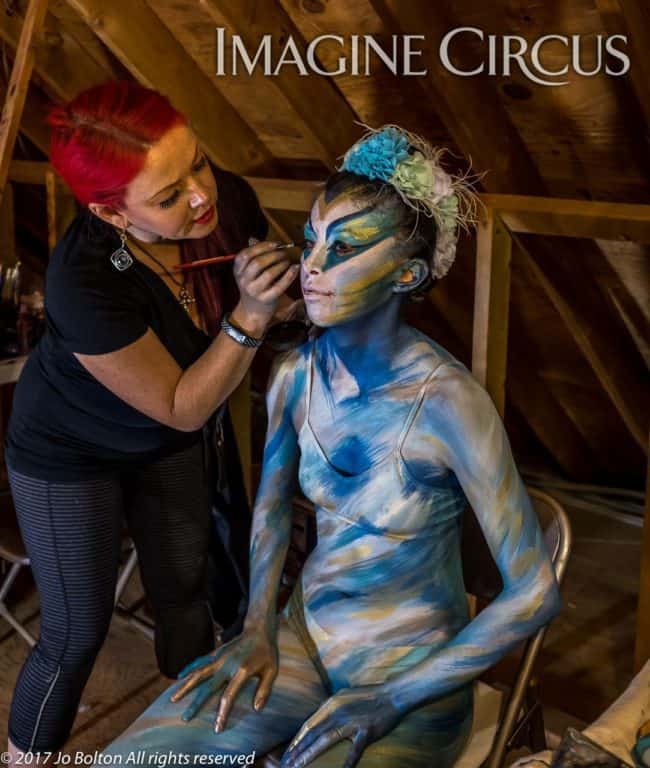 Behind the Scenes, Body Paint Model, Performer, Kaci & Madelyn, Imagine Circus, Photo by Jo Bolton