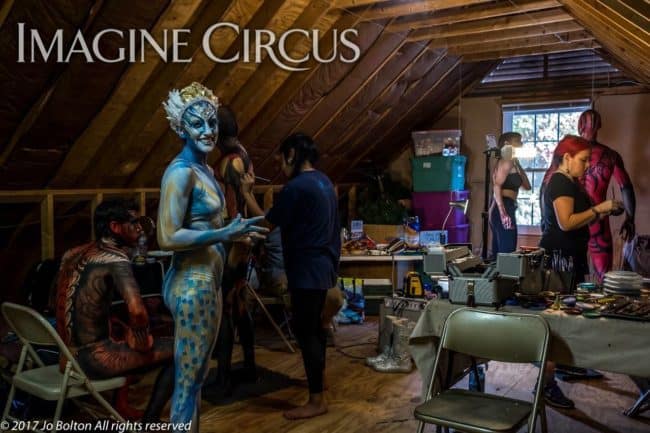 Behind the Scenes, Body Paint Model, Performer, Katie, Imagine Circus, Photo by Jo Bolton