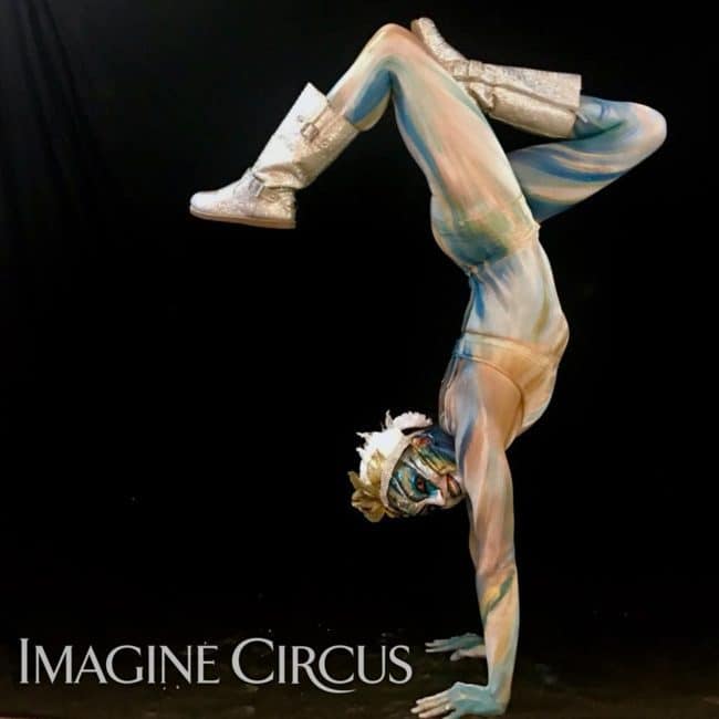 Acrobat, Body paint Model, Hand balancing, Performer, Katie, Imagine Circus