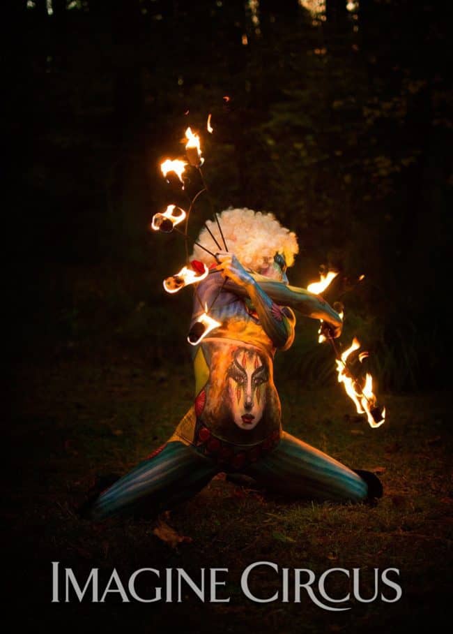 Body Paint Model, Fire Dancer, Performer, Liz, Imagine Circus, Photo by Beth Page