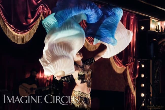 Asyia, Belly Dancer, Silk Fans, C Grace, Imagine Circus, Photo by Bonnie Stanley Photography