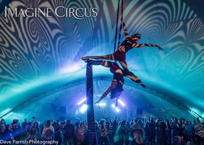Liz & Kaci, Partner Aerials, Aerial Silks Duo, Floyd Fest, Imagine Circus, Photo by Dave Parrish