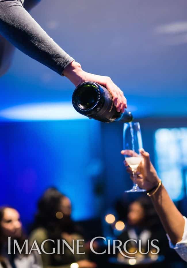 Aerial Bartender, Aerial Performer, Grand Opening, Chapel Hill, NC, Imagine Circus