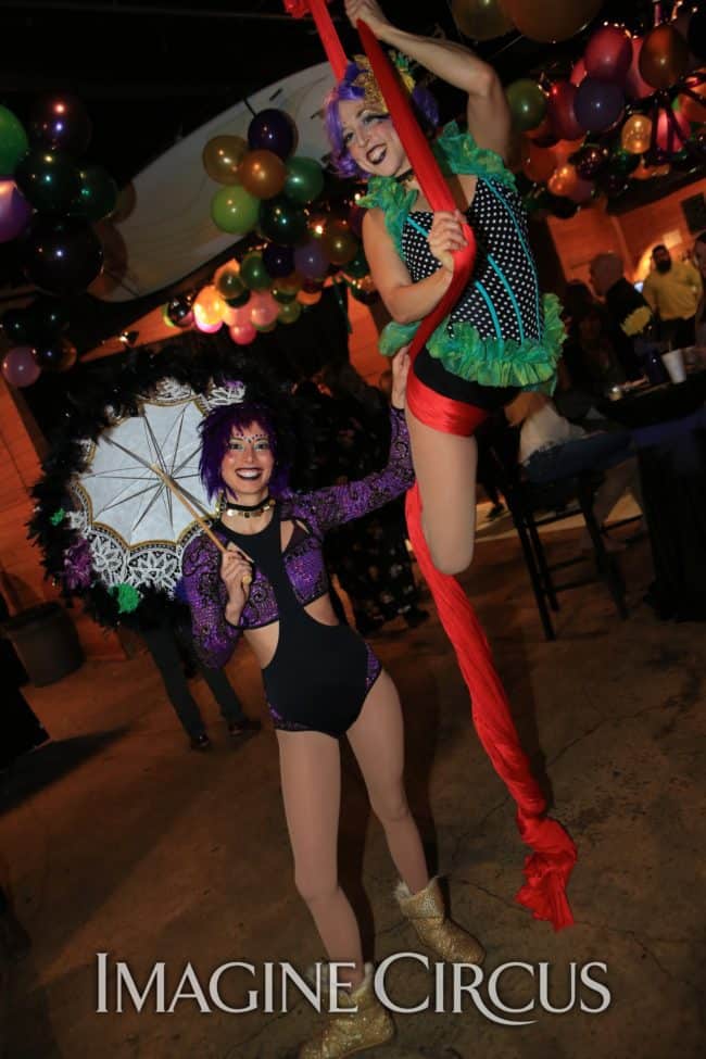Aerial Silks, Aerial Dancer, Mardi Gras, Imagine Circus, Performer, Liz, Kaci, Photo by Ted Lewis