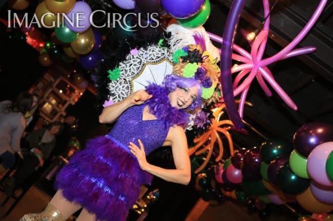 Stilt Walkers, Mardi Gras, Morehead City, NC Imagine Circus, Performer, Liz, Photo by Ted Lewis