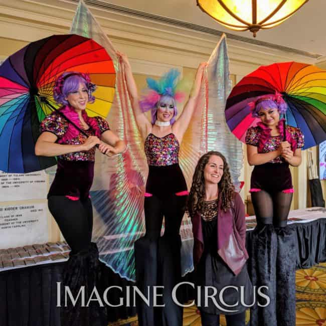 Stilt Walkers, Parasol Dancers, TEDxUNC, Memorial Hall, Chapel Hill, NC, Imagine Circus, Performers, Liz Mindy, Mari