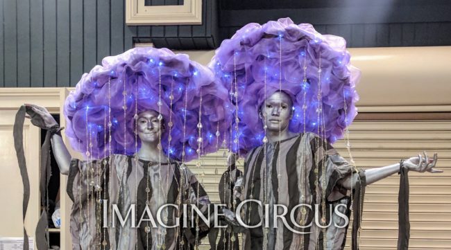 Stilt Walkers, Purple Rain Costume, Upscale Entertainment, Performers, Kaylan, Ben, Imagine Circus