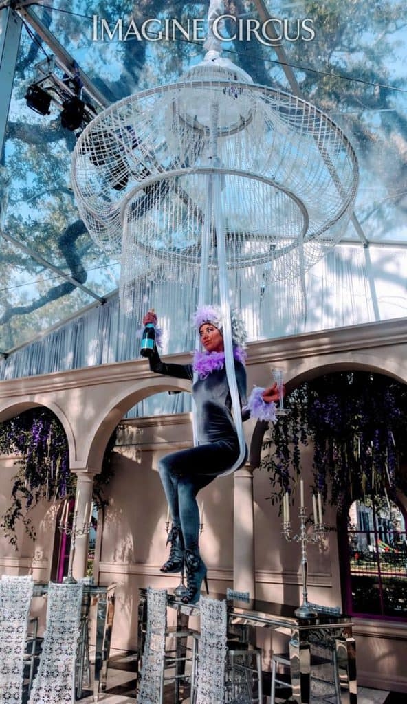 Aerial Bartender, Aerial Chandelier, Upscale Entertainment, Performer, Kaci, Imagine Circus