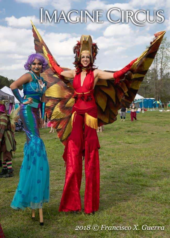 Stilt Walker, Mermaid, Phoenix, Characters, Festival, Imagine Circus, Performer, Liz, Mari, Photo by Francisco Guerra