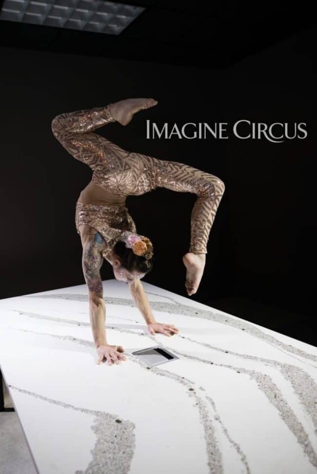 Acrobat, Contortionist, Upscale Event, Grand Opening, Charlotte, NC, Imagine Circus, Performer, Brittany, Photo by Rick Belden