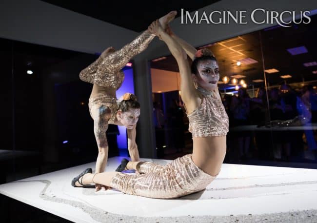 Acrobats, Partner Acrobatics, Upscale Events, Grand Opening, Charlotte, NC, Imagine Circus, Performers, Brittany, Kaci, Photo by Rick Belden