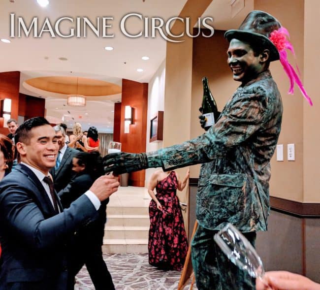 Living Statue Bartender, Patina Mannequin, VAE Gala, Imagine Circus, Performer, Ben