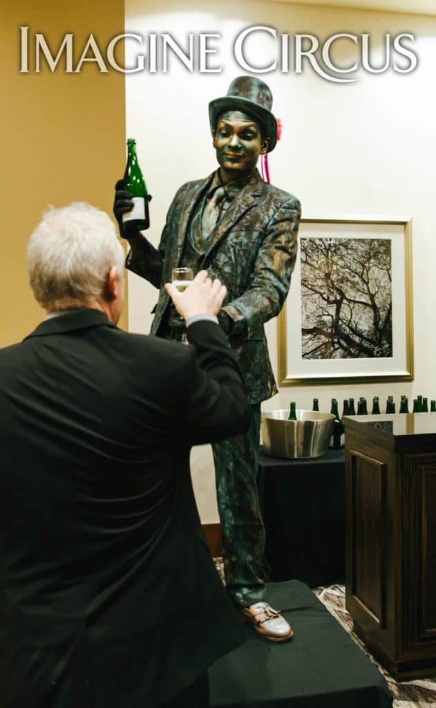 Living Statue Bartender, Patina Mannequin, VAE Gala, Imagine Circus, Performer, Ben, Rachel Berber Photography