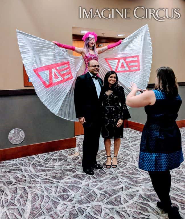 Stilt Walkers, Winged Dancers, VAE Gala, Raleigh, NC, Imagine Circus, Performer, Steph