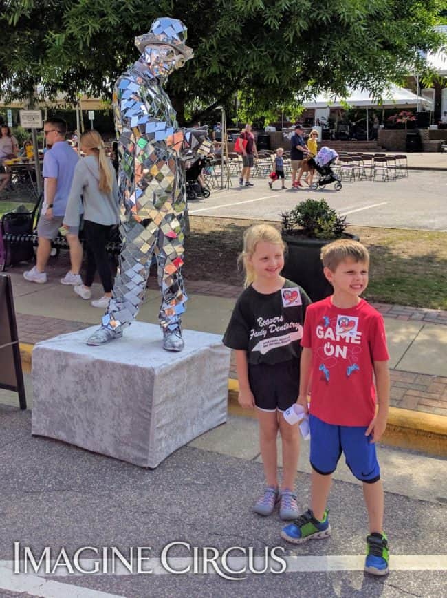 Mirror Man, Living Statue, Street Fair, Apex Peakfest, Imagine Circus, Performer, Ben