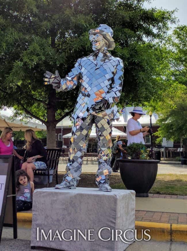 Mirror Man, Living Statue, Street Fair, Apex Peakfest, Imagine Circus, Performer, Ben