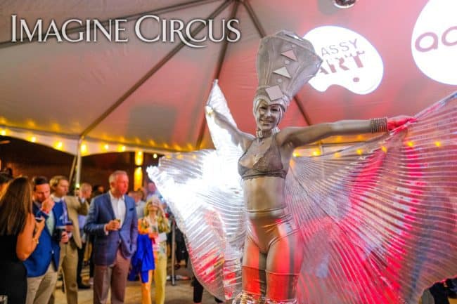 Silver Stilt Walker, Winged Dancer, Performer, Classy Art, Imagine Circus, Adrenaline, Photo by the Nixons Photography