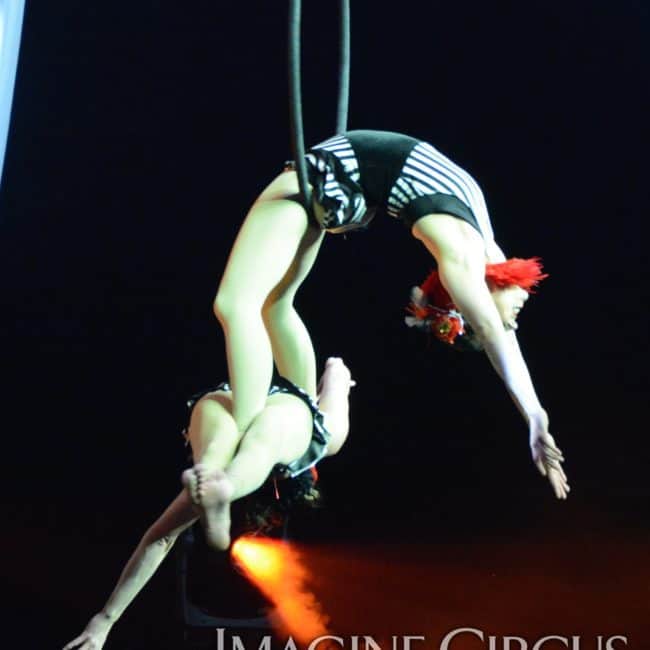 Partner Aerial Hoop, Lyra, Harrah's Casino, Cherokee NC, Imagine Circus Performers, Katie and Liz, Photo by Susan Dipert Scott